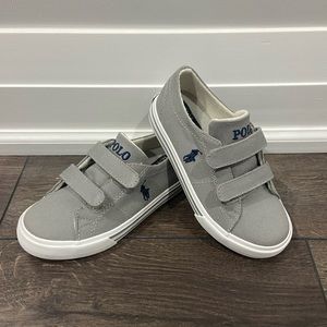Brand NEW Boys/ Kids Polo Ralph Lauren Sneakers Shoes size 9 1/2US Grey Canvas